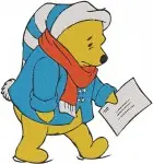 Winnie The Pooh Bear In Various Winter Coats And Ice Skating Character Poses - Filled Embroidery Design - 6099