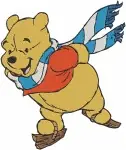 Winnie The Pooh Bear In Various Winter Coats And Ice Skating Character Poses - Filled Embroidery Design - 6100