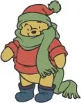 Winnie The Pooh Bear In Various Winter Coats And Ice Skating Character Poses - Filled Embroidery Design - 6101
