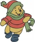 Winnie The Pooh Bear In Various Winter Coats And Ice Skating Character Poses - Filled Embroidery Design - 6102