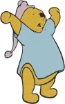 Winnie The Pooh Bear Blue Pajamas And Various Winter Outfits Waving Dancing - Filled Embroidery Design - 6104
