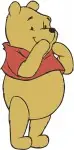Winnie The Pooh Bear - Standing Back View Happy Waving Poses - Classic Pooh Bear Character For - Filled Embroidery Design - 6135
