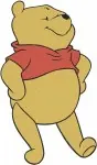 Winnie The Pooh Bear - Standing Back View Happy Waving Poses - Classic Pooh Bear Character For - Filled Embroidery Design - 6137