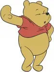 Winnie The Pooh Bear - Standing Back View Happy Waving Poses - Classic Pooh Bear Character For - Filled Embroidery Design - 6138