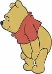 Winnie The Pooh Bear - Thoughtful Sitting Looking Down With List - Contemplative Pooh Bear Moments - Filled Embroidery Design - 6144