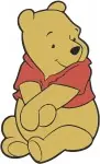 Winnie The Pooh Bear - Thoughtful Sitting Looking Down With List - Contemplative Pooh Bear Moments - Filled Embroidery Design - 6145