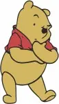 Winnie The Pooh Bear - Thoughtful Sleeping Small Standing Looking - Gentle Pooh Bear Poses For Designs - Filled Embroidery Design - 6148