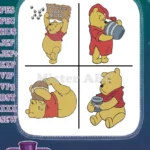 Disney Winnie Pooh Bear Honey Sign Upside Down Little Red Riding Hood Drinking - Filled Embroidery Design - Instant Download