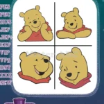 Winnie The Pooh Bear Various Portraits Resting Head And With Red Scarf Views - Filled Embroidery Design - Instant Download