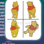 Winnie The Pooh Bear Various Classic Standing Sitting Waving And Dancing Poses - Filled Embroidery Design - Instant Download
