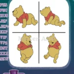 Winnie The Pooh Bear - Crawling Lying Down Small Standing Walking - Classic Pooh Bear Poses Collection - Filled Embroidery Design - Instant Download