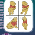 Winnie The Pooh Bear - With Tigger Standing Walking Excited Poses - Playful Hundred Acre Wood Friends - Filled Embroidery Design - Instant Download