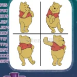Winnie The Pooh Bear - Standing Back View Happy Waving Poses - Classic Pooh Bear Character For - Filled Embroidery Design - Instant Download