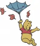 Winnie The Pooh Bear - Sitting Sleeping Umbrella Walking Poses - Rainy Day And Restful Pooh Bear Moments - Filled Embroidery Design - 6164