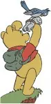Winnie The Pooh Bear - Gardening Swing Umbrella Hockey Player - Active Pooh Bear Adventures And Sports - Filled Embroidery Design - 6171