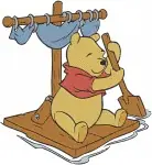 Winnie The Pooh Bear - Gardening Swing Umbrella Hockey Player - Active Pooh Bear Adventures And Sports - Filled Embroidery Design - 6172