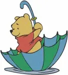 Winnie The Pooh Bear - Gardening Swing Umbrella Hockey Player - Active Pooh Bear Adventures And Sports - Filled Embroidery Design - 6173