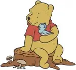 Winnie The Pooh Bear - Log King Umbrella Balloon Fun Poses - Imaginative Pooh Bear Playtime Adventures - Filled Embroidery Design - 6175