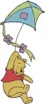Winnie The Pooh Bear - Log King Umbrella Balloon Fun Poses - Imaginative Pooh Bear Playtime Adventures - Filled Embroidery Design - 6177