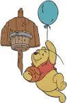 Winnie The Pooh Bear - Log King Umbrella Balloon Fun Poses - Imaginative Pooh Bear Playtime Adventures - Filled Embroidery Design - 6178