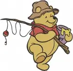 Winnie The Pooh Bear - Honey Ice Skating Fishing Butterfly Net - Outdoor Pooh Bear Seasonal Adventures - Filled Embroidery Design - 6181