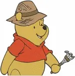Winnie The Pooh Bear - Newspaper Sleeping Detective Rainbow Fun - Curious And Relaxed Pooh Bear Activities - Filled Embroidery Design - 6185
