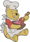 Winnie The Pooh Bear - Chef Baseball Towel Duck Friend Poses - Versatile Pooh Bear Activities And Hobbies - Filled Embroidery Design - 6191