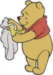 Winnie The Pooh Bear - Chef Baseball Towel Duck Friend Poses - Versatile Pooh Bear Activities And Hobbies - Filled Embroidery Design - 6193