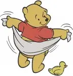 Winnie The Pooh Bear - Chef Baseball Towel Duck Friend Poses - Versatile Pooh Bear Activities And Hobbies - Filled Embroidery Design - 6194