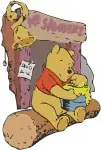 Winnie The Pooh Bear - Splashing Honey Pots Poohs Corner Suitcase - Iconic Pooh Bear Scenes From The Wood - Filled Embroidery Design - 6197