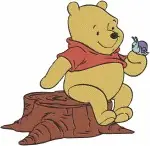 Winnie The Pooh Bear - Log Drumming Detective Winter Clothes Poses - Musical Mystery And Seasonal Pooh - Filled Embroidery Design - 6199