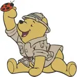 Winnie The Pooh Bear - Log Drumming Detective Winter Clothes Poses - Musical Mystery And Seasonal Pooh - Filled Embroidery Design - 6201