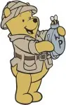 Winnie The Pooh Bear - Log Drumming Detective Winter Clothes Poses - Musical Mystery And Seasonal Pooh - Filled Embroidery Design - 6202