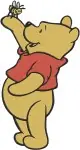 Winnie The Pooh Bear - Watering Waving Excited With Duckling - Gentle And Happy Pooh Bear With Friends - Filled Embroidery Design - 6204
