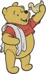 Winnie The Pooh Bear - Watering Waving Excited With Duckling - Gentle And Happy Pooh Bear With Friends - Filled Embroidery Design - 6205