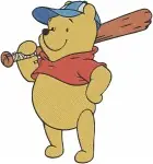Winnie The Pooh Bear - Butterfly Cuckoo Clock Baseball Watering - Hundred Acre Wood Pastimes And Hobbies - Filled Embroidery Design - 6209