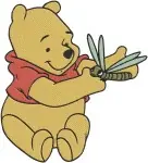 Winnie The Pooh Bear - Scarf Davy Crockett Hat Flowers Honey Pot - Classic Pooh Poses Collection - Filled Embroidery Design - 6214
