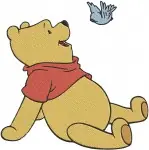 Winnie The Pooh Bear - Butterfly Accordion Rabbit Friend Walking Stick - Hundred Acre Wood Adventures - Filled Embroidery Design - 6215