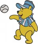 Winnie The Pooh Bear - Mirror Baseball Umbrella Drinking Poses - Daily Life In Hundred Acre Wood - Filled Embroidery Design - 6220