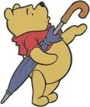 Winnie The Pooh Bear - Mirror Baseball Umbrella Drinking Poses - Daily Life In Hundred Acre Wood - Filled Embroidery Design - 6221
