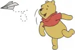 Winnie The Pooh Bear - Towel Paper Airplane Baseball Glove Puddle Fun - Playful Pooh Bear Antics - Filled Embroidery Design - 6228