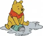 Winnie The Pooh Bear - Towel Paper Airplane Baseball Glove Puddle Fun - Playful Pooh Bear Antics - Filled Embroidery Design - 6230