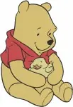Winnie The Pooh Bear - Picnic Basket Trumpet Honey Pot Sitting - Hundred Acre Wood Fun Time Adventures - Filled Embroidery Design - 6239