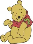 Disney Winnie Pooh Bear Various Sitting And Standing Poses Classic Red Shirt Bundle - Filled Embroidery Design - 6244