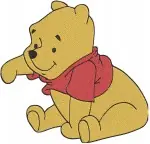 Disney Winnie Pooh Bear Sitting Poses Looking Up Down Cute Honey Loving Bear Set - Filled Embroidery Design - 6247