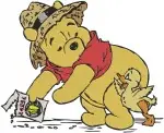 Disney Winnie Pooh Bear Hugging Self With Cowboy Hat Thinking About Honey Collection - Filled Embroidery Design - 6252