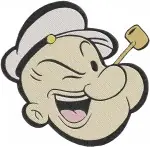 Popeye The Sailor Man Spinach Strong Close Up Portrait In Barrel Classic Coon Designs - Filled Embroidery Design - 6263