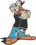 Popeye The Sailor Man Spinach Strong Close Up Portrait In Barrel Classic Coon Designs - Filled Embroidery Design - 6264