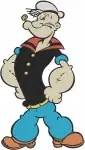 Popeye The Sailor Man Spinach Strong Close Up Portrait In Barrel Classic Coon Designs - Filled Embroidery Design - 6266