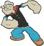 Popeye The Sailor Man Flexing Muscles Eating Spinach Iconic Strong Sailor - Filled Embroidery Design - 6268